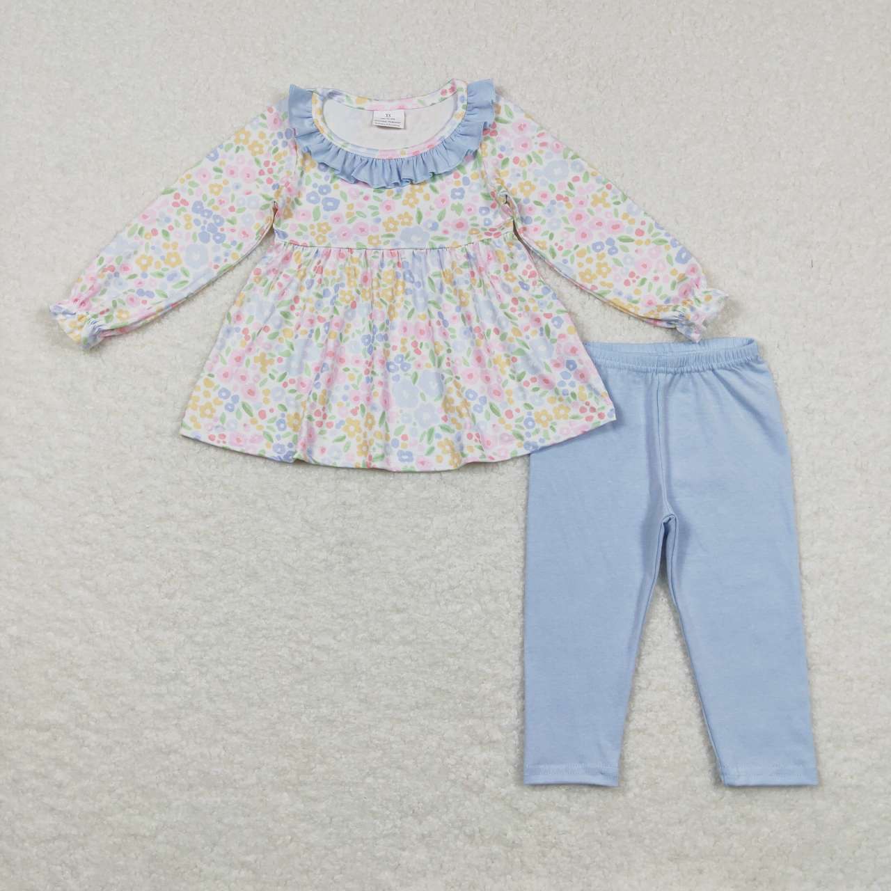 GLP0918  Blue Floral   Girls Long Sleeve Pants Outfits