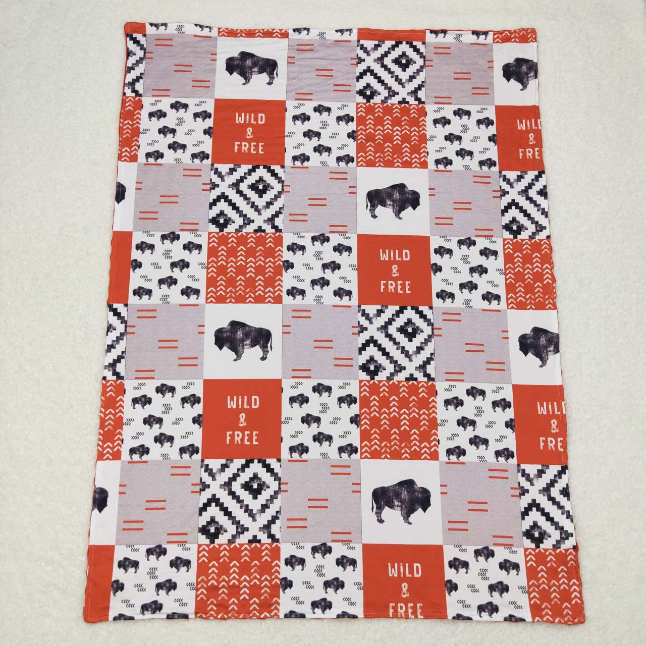 BL0072  western cow  Red Print Blanket