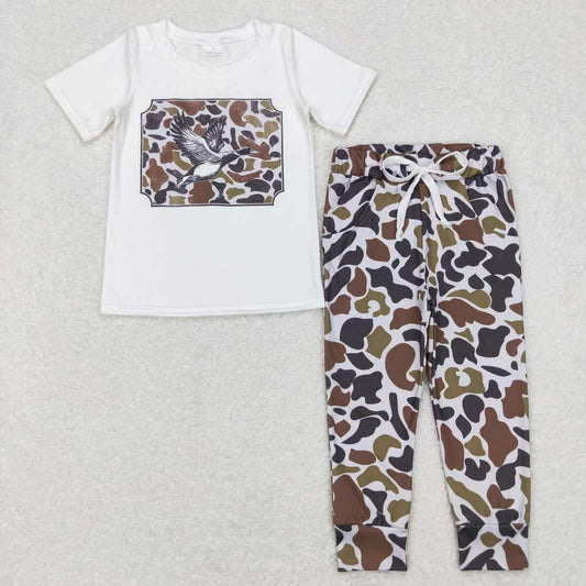 BSPO0199 Leopard Bird Cartoon  Boys Short Sleeve Pants Outfits