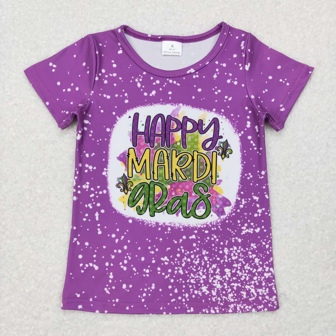 GT0374  Purple happy mardi gras Boys Short Sleeve Top T-shirts