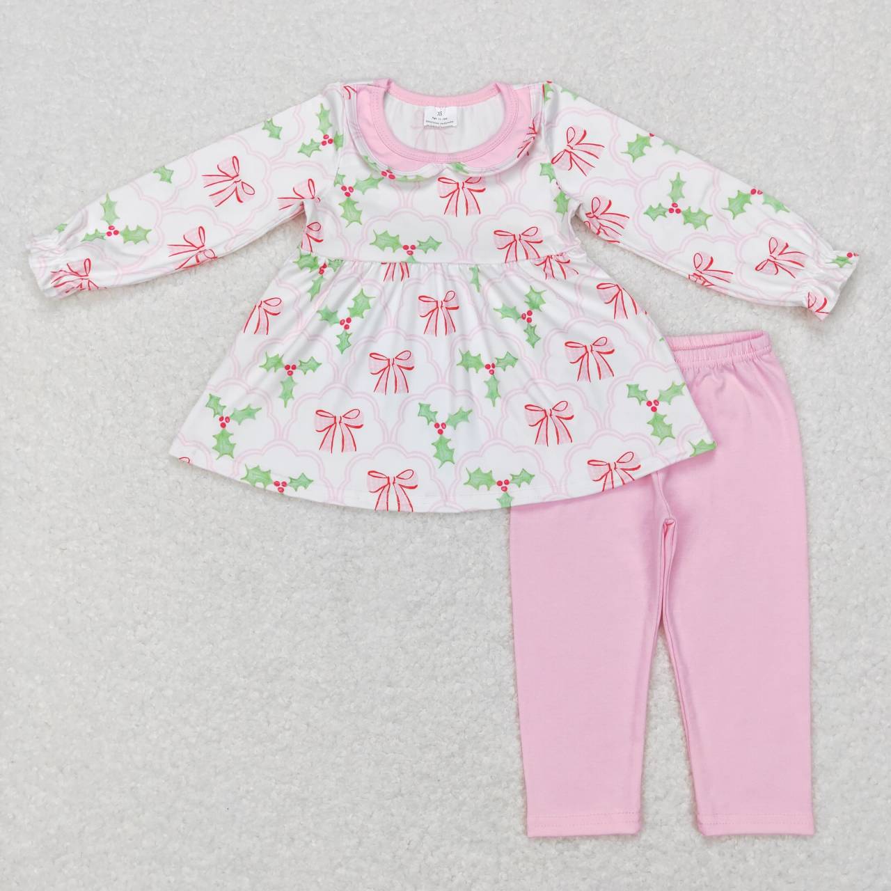 GLP0692 christmas Pink tunic Girls Long Sleeve Pants Outfits