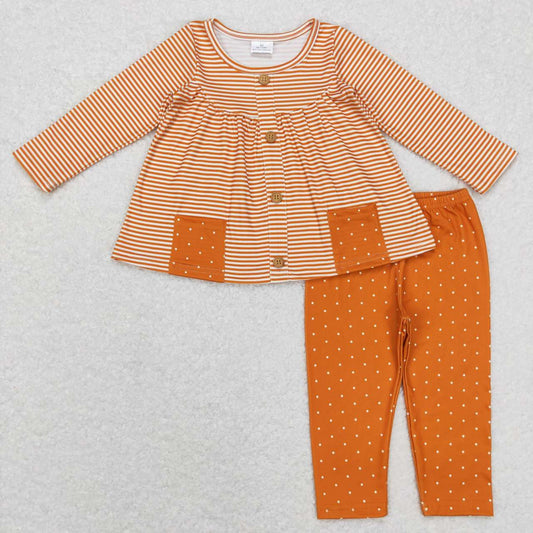 GLP0993 Orange Pocket  Girls Long Sleeve Pants Outfits