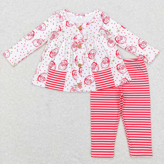 GLP0989   Christmas  Pink Santa Pocket  Girls Long Sleeve Pants Outfits