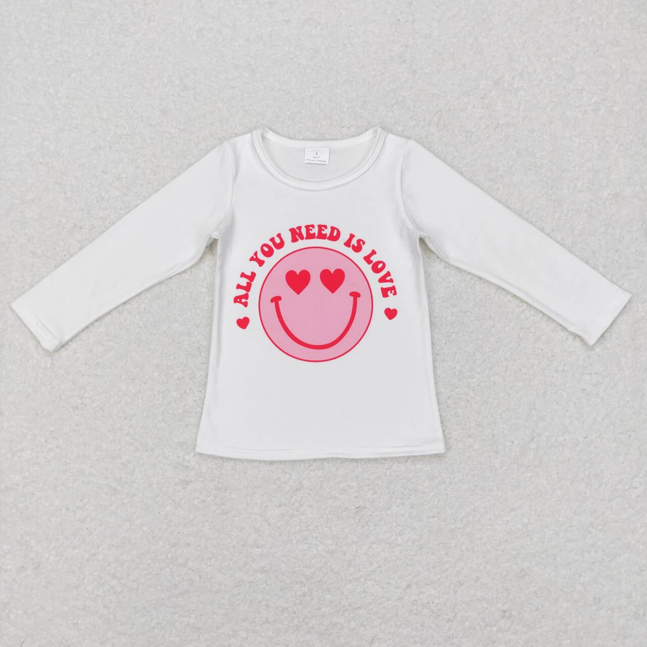 GT0388 Valentine Love Pink  Girls Long Sleeve Top T-shirts