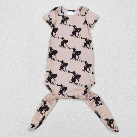 NB0027 rodeo cowboy western Girls Short Sleeve Newborn Night Robe