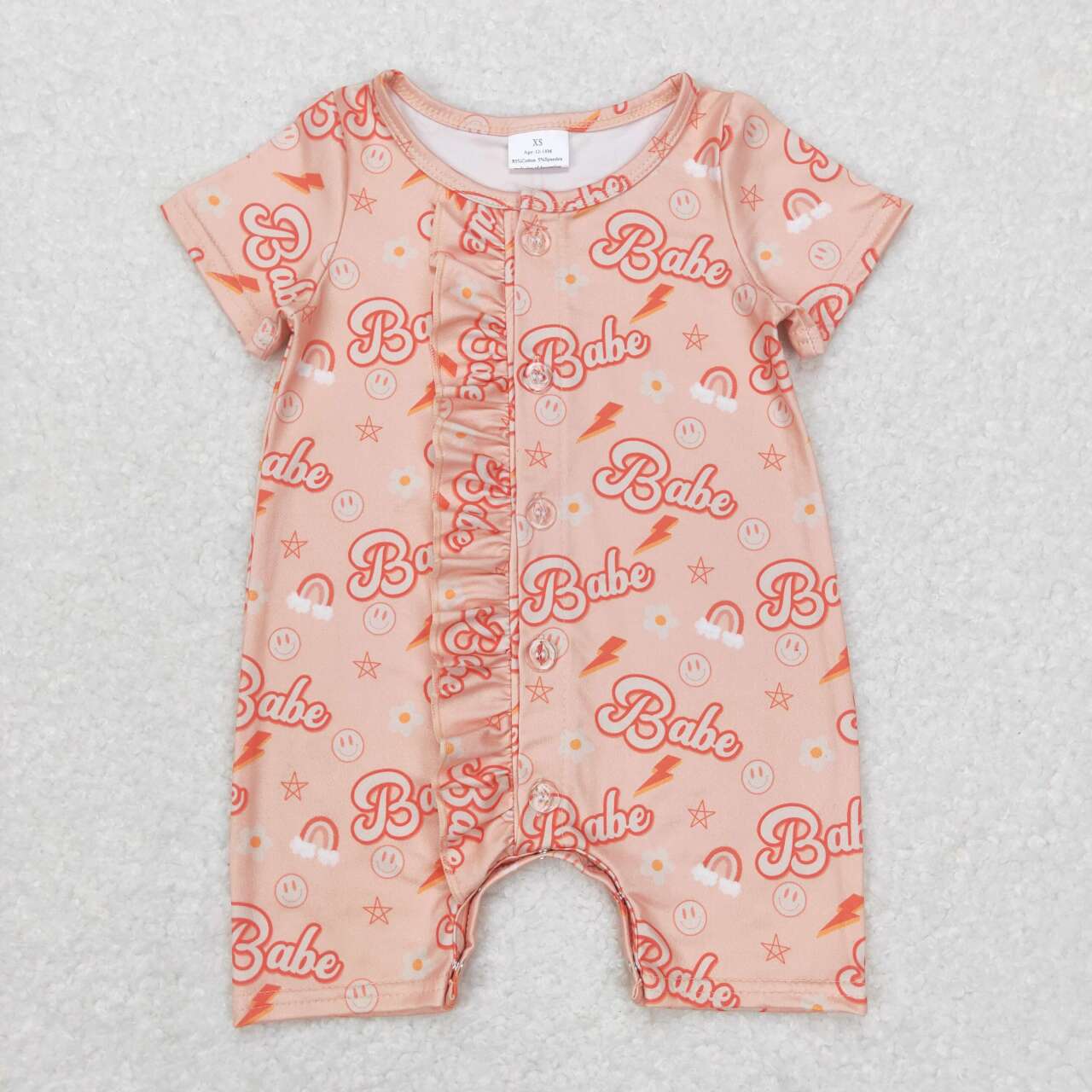 SR0525  Pink Babe western Girls Short Sleeve Romper