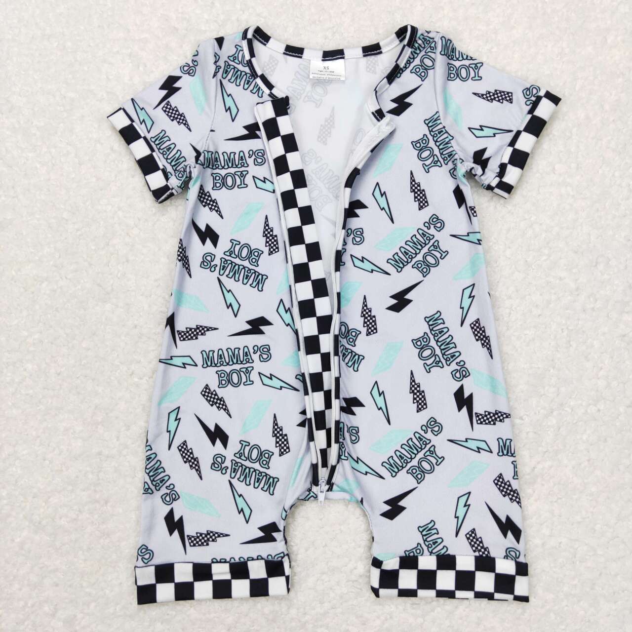 SR0563 mama's  Boy Blue Girls Short Sleeve Romper