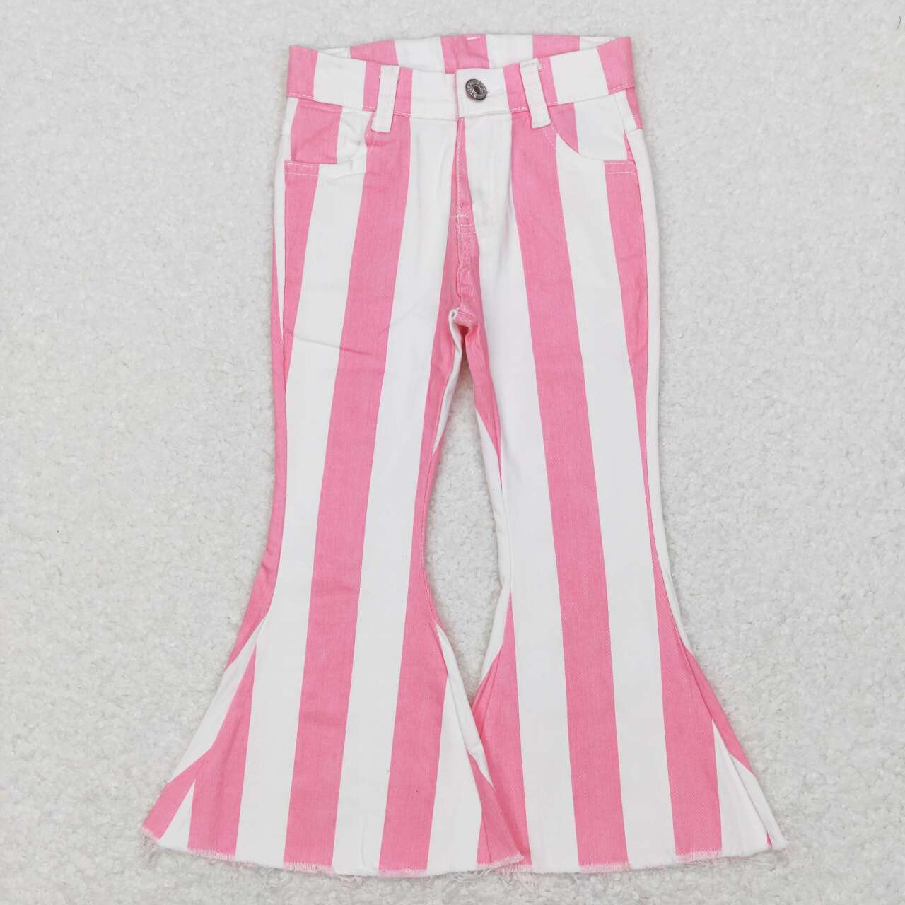 P0315 Pink Stripes Girls Denim Jeans