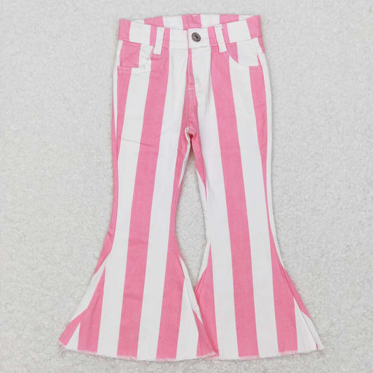 P0315 Pink Stripes Girls Denim Jeans