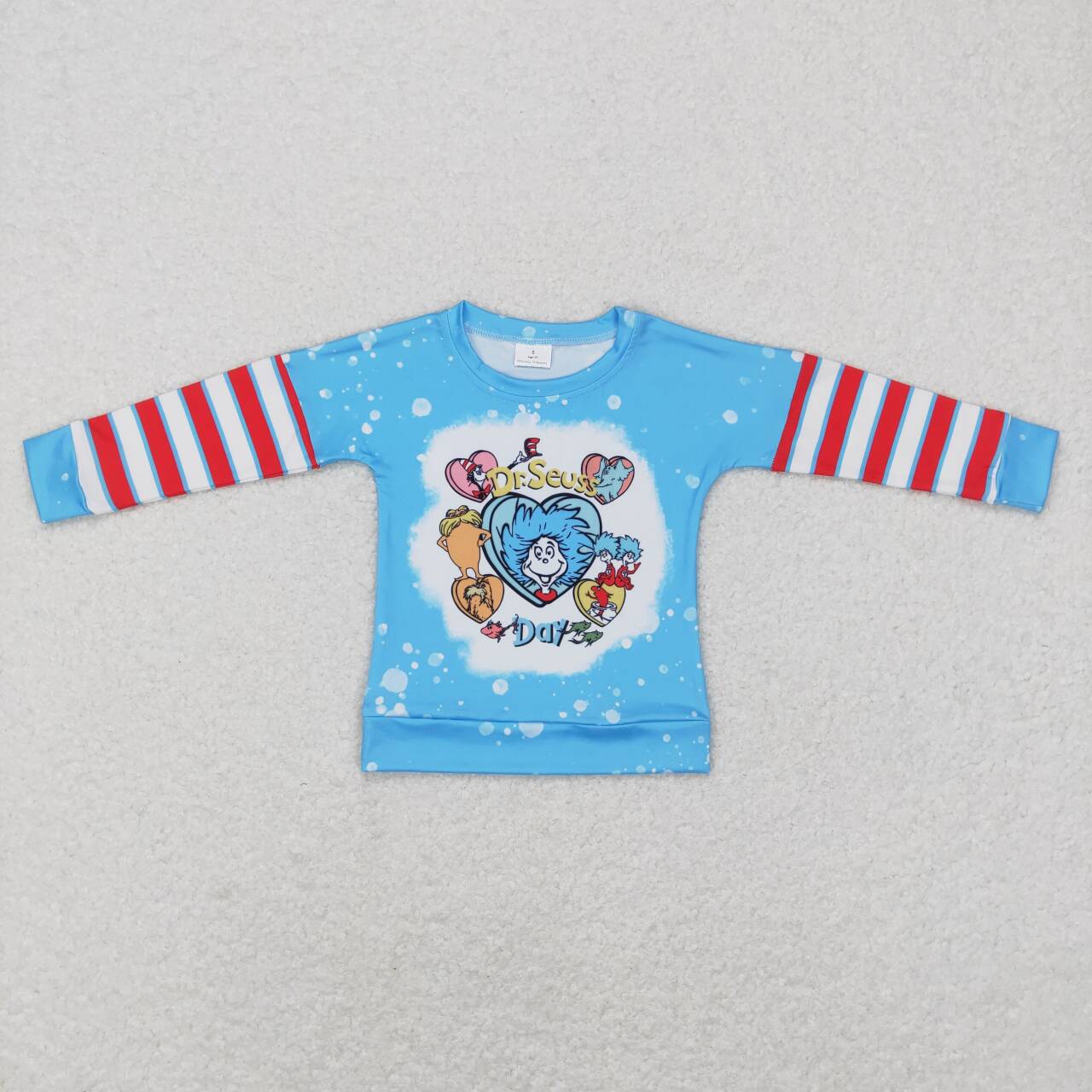 BT0412 Love  Blue Cat Hat cartoon  Boys Long Sleeve Top T-shirts