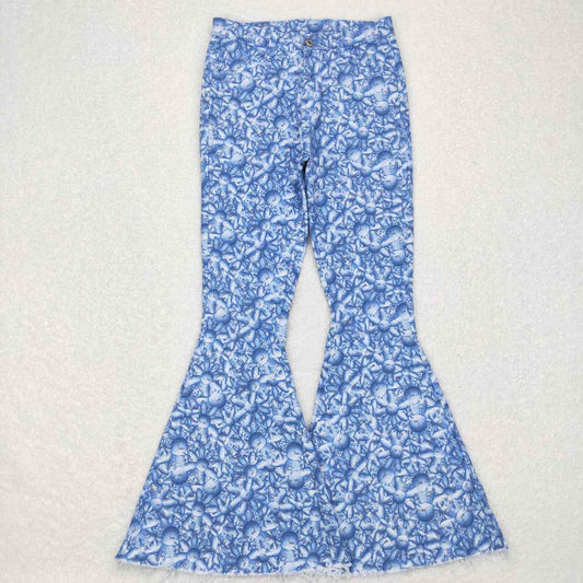 P0297  Adult Blue Girls Bell Pants Denim Jeans