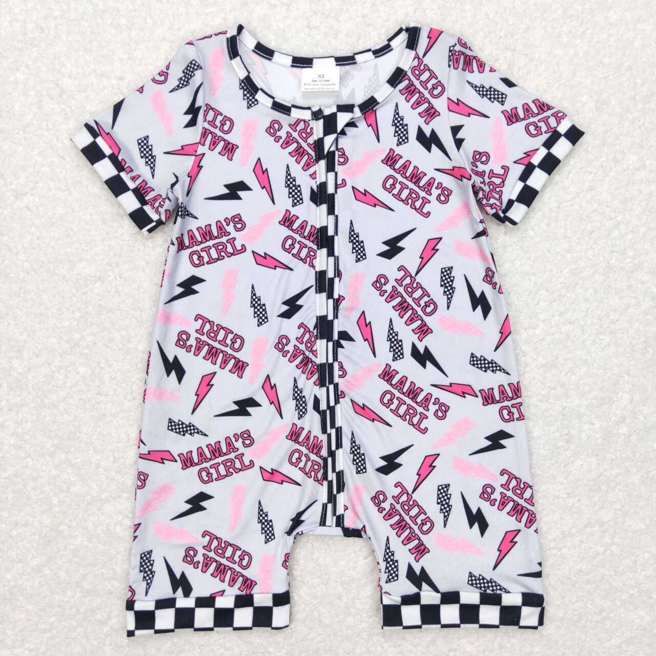 SR0562 mama's  Girl Pink  Girls Short Sleeve Romper