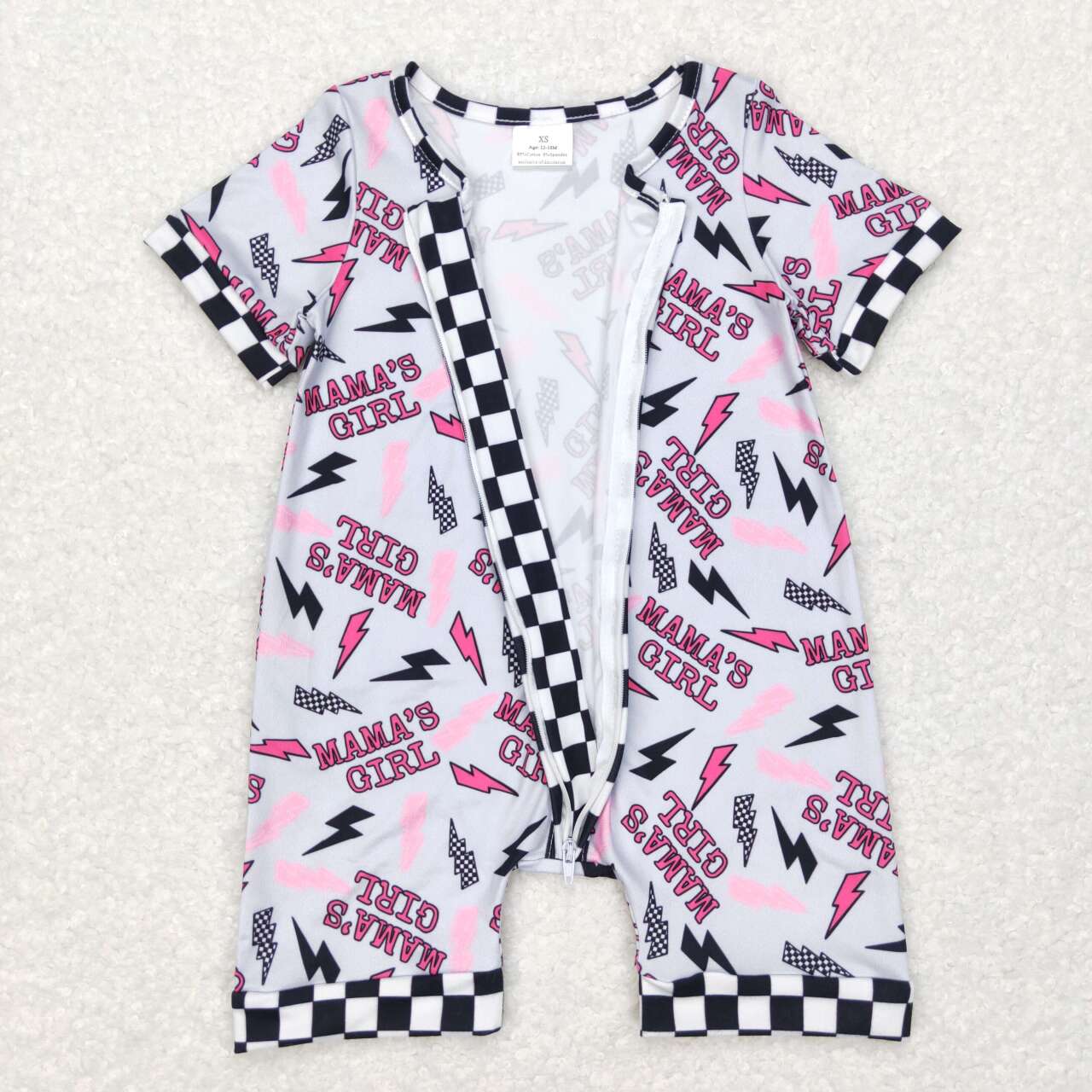 SR0562 mama's  Girl Pink  Girls Short Sleeve Romper