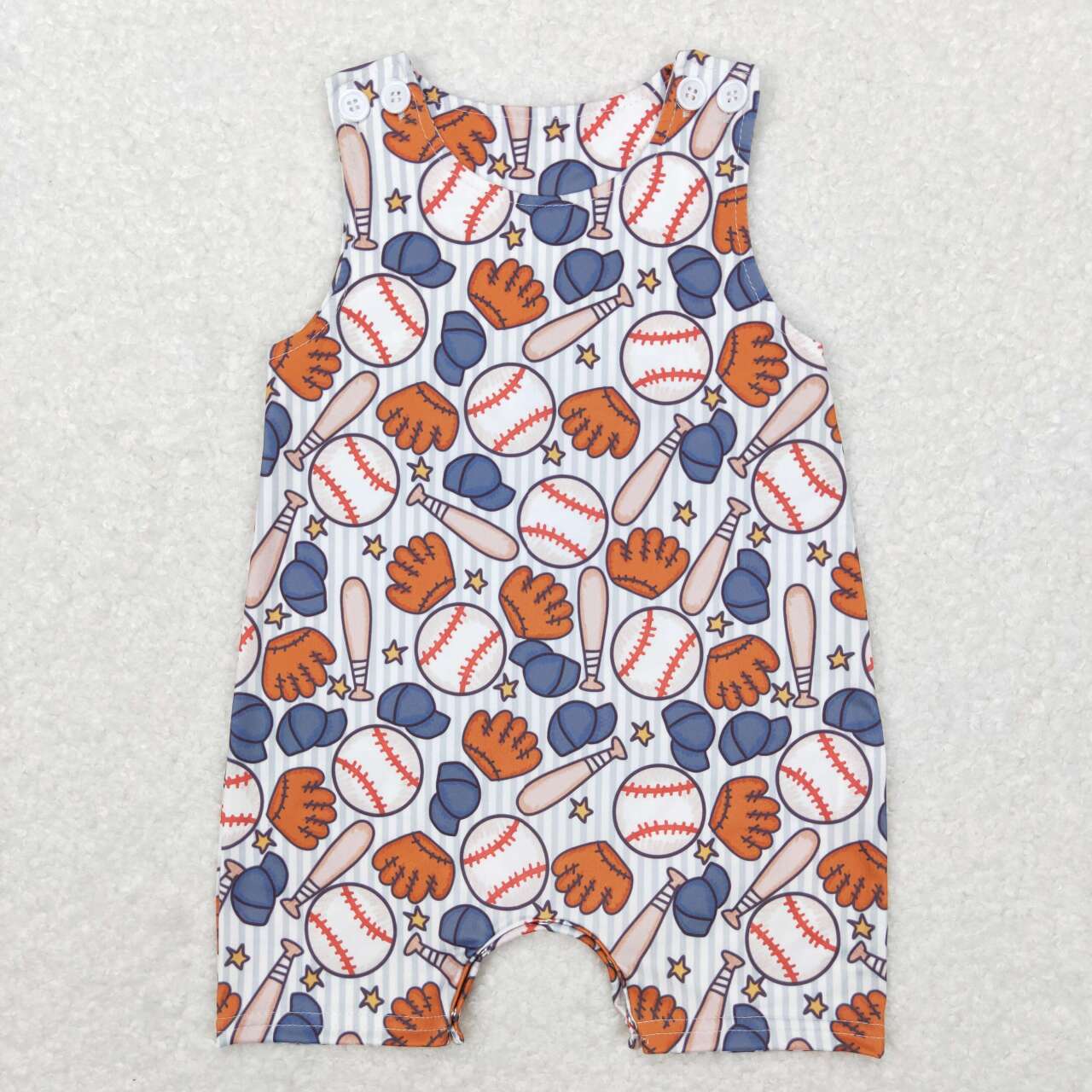 SR0540  blue red softball  Girls Short Sleeve Romper