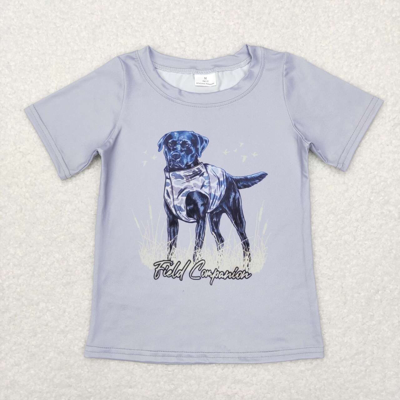 BT0463  blue Dog  Boys Short Sleeve Top T-shirts