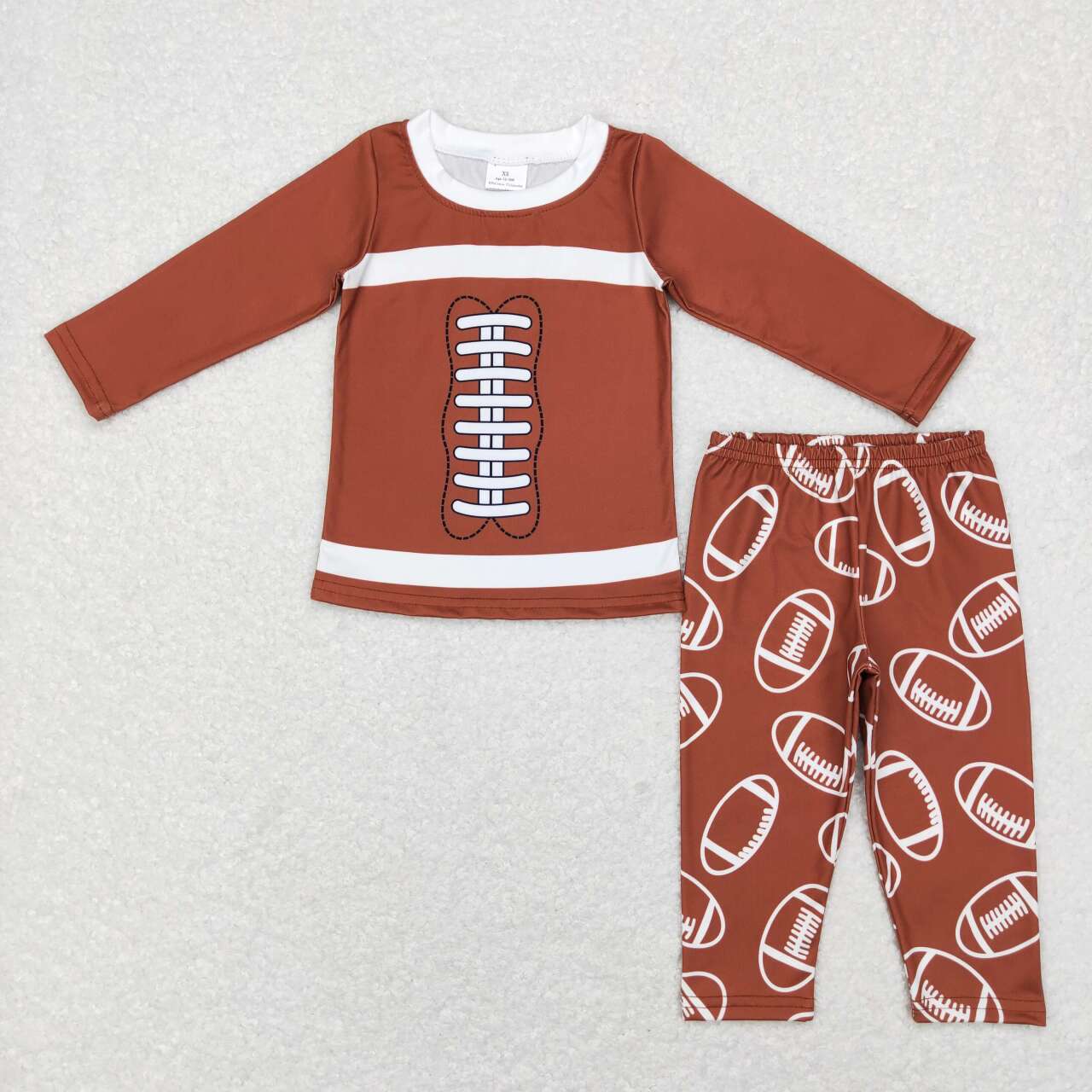 BLP0426 Brown Football Boys Long Sleeve Pants Outfits Pajamas