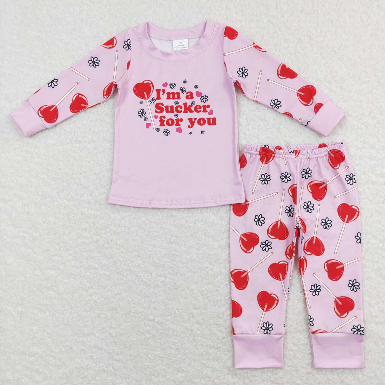 GLP1089 Valentine Love sucker for you  Girls Long Sleeve Pants Outfits Pajamas