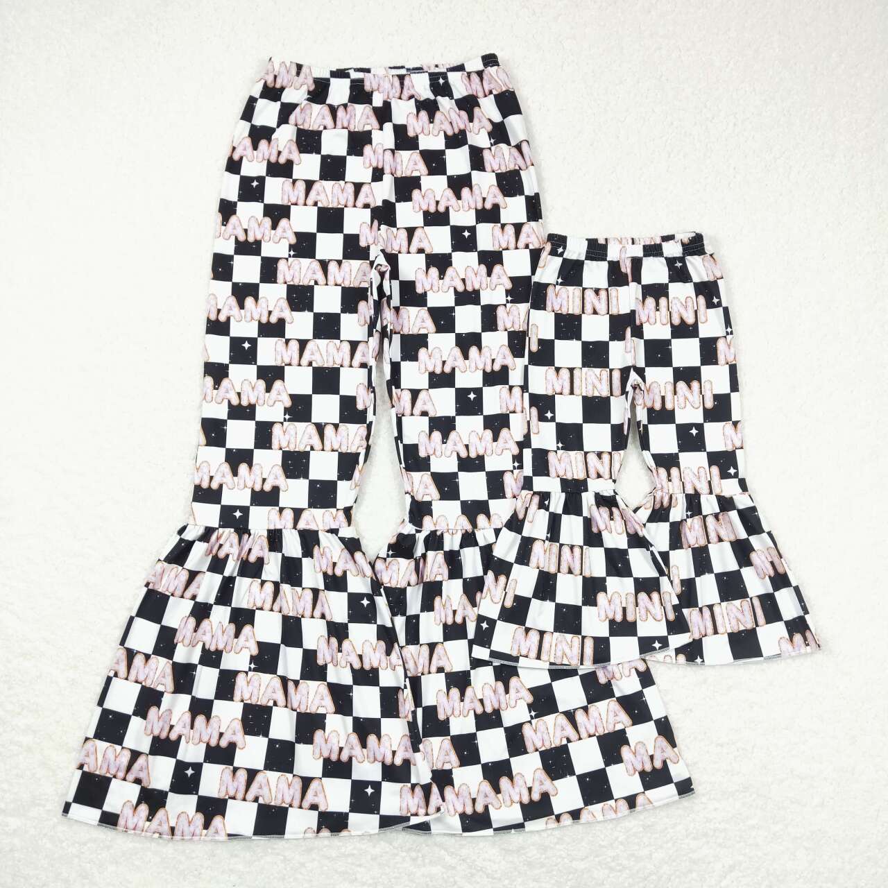 P0346  Adult Mama Mini Plaid  Girls Bell Pants