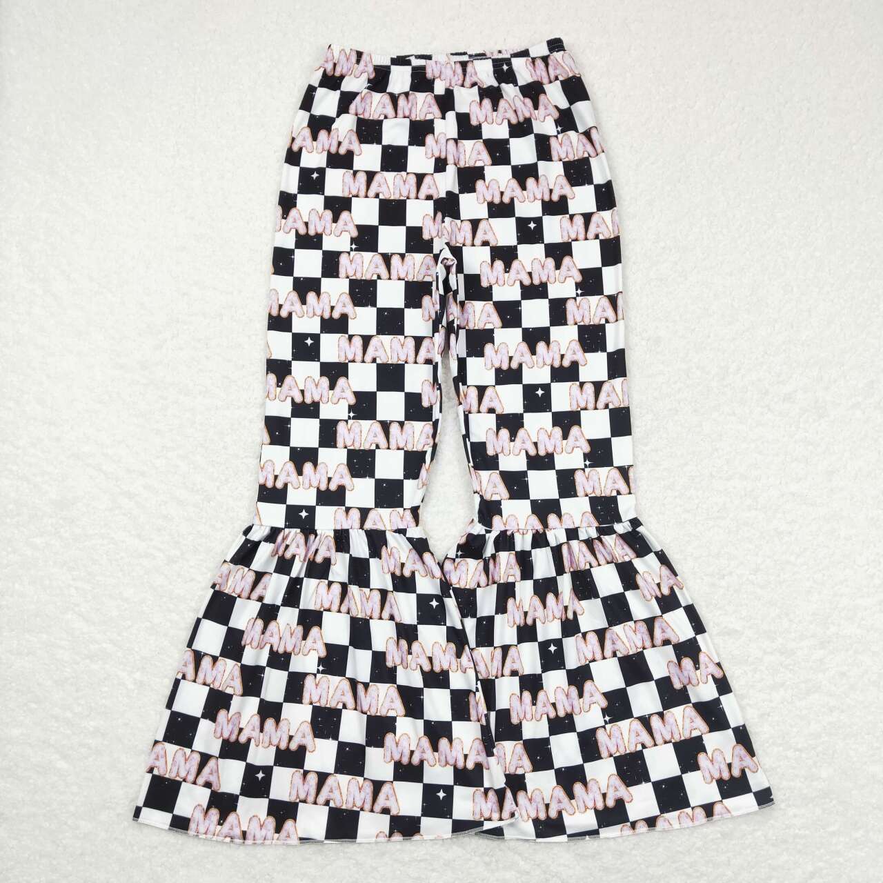 P0346  Adult Mama Mini Plaid  Girls Bell Pants