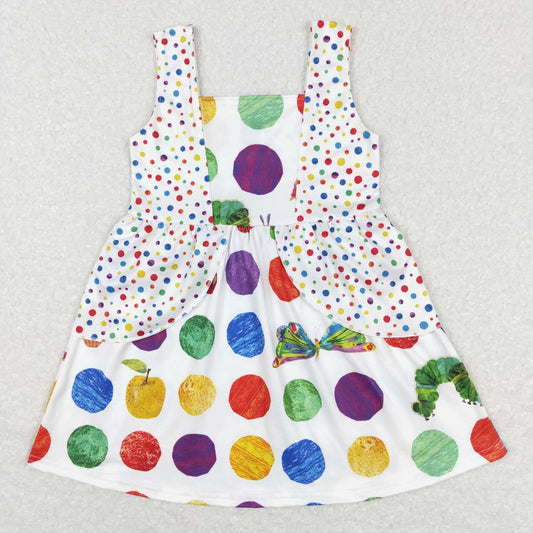 GSD0545 Colorful Green Dots cartoon  Girls Short Sleeve Dresses