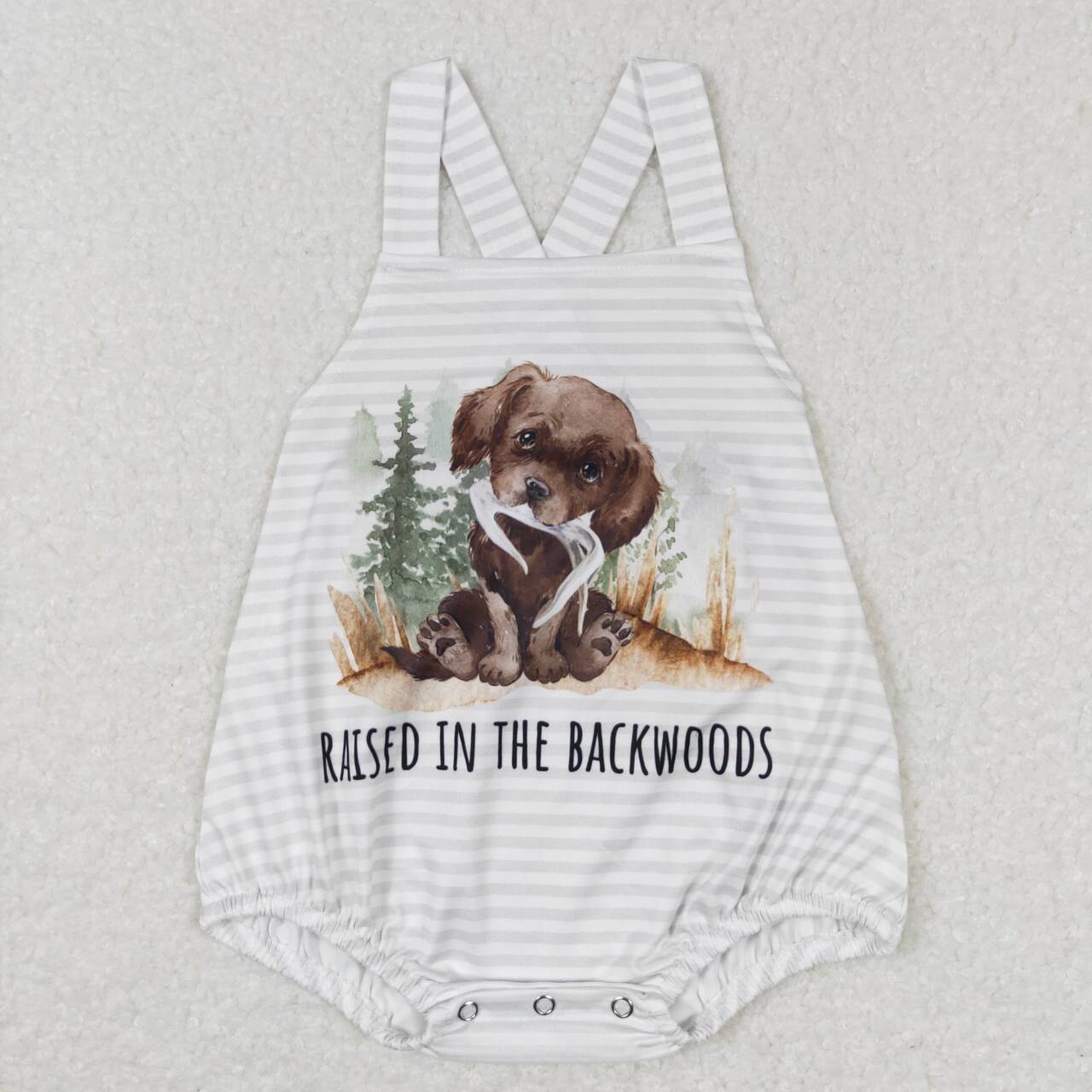 SR0659 Raised in the backwoods Dog Girls Short Sleeve Romper