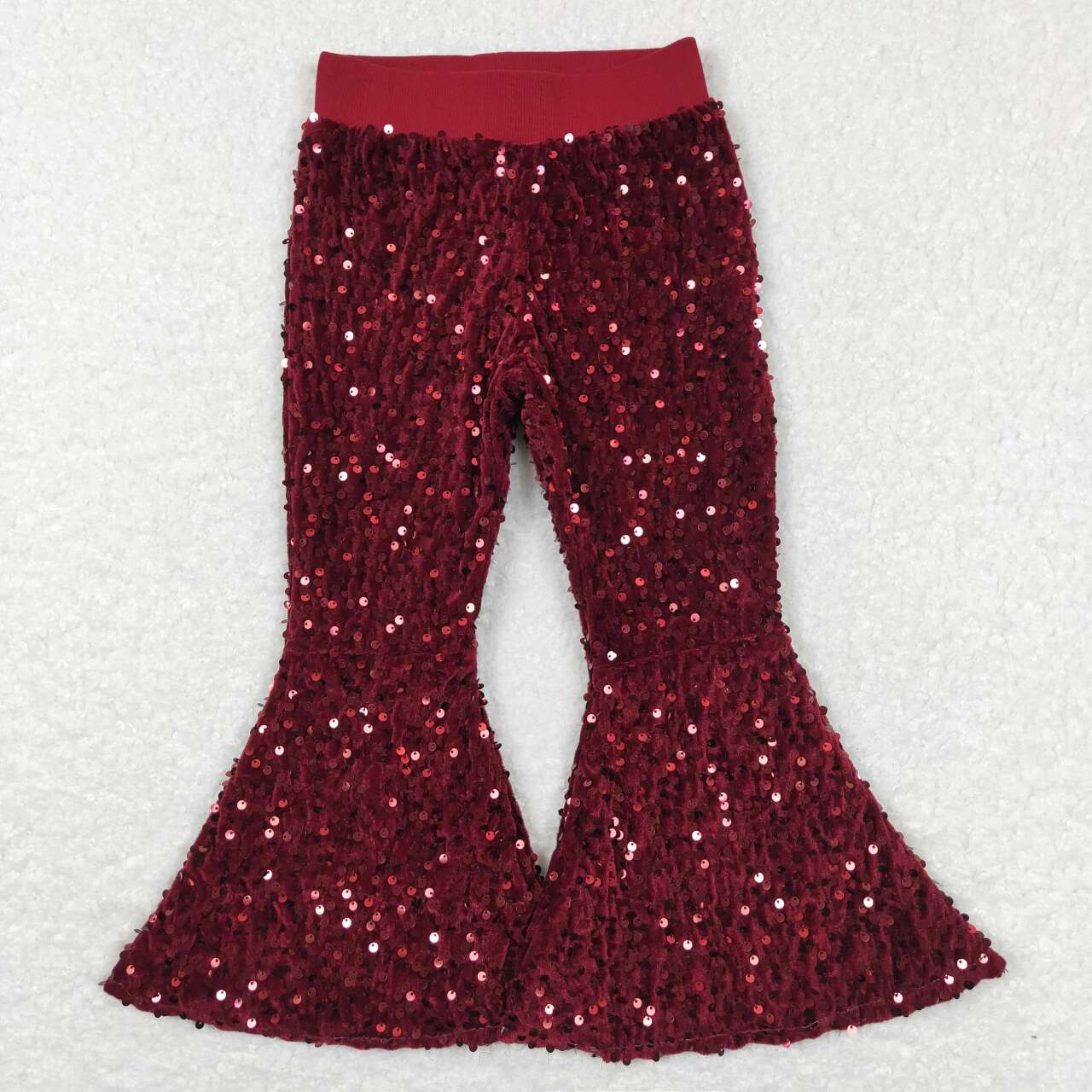 P0338 Red Sequin Bell-bottom Kids Long Pants