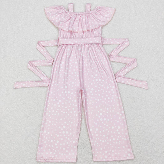 SR0420 Pink Girls Short Sleeve Jumpsuit Overall Pants