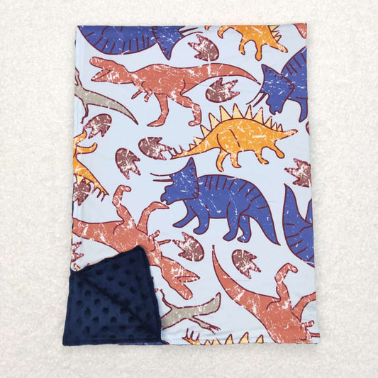 BL0099 Blue Dinosaur  Print Blanket