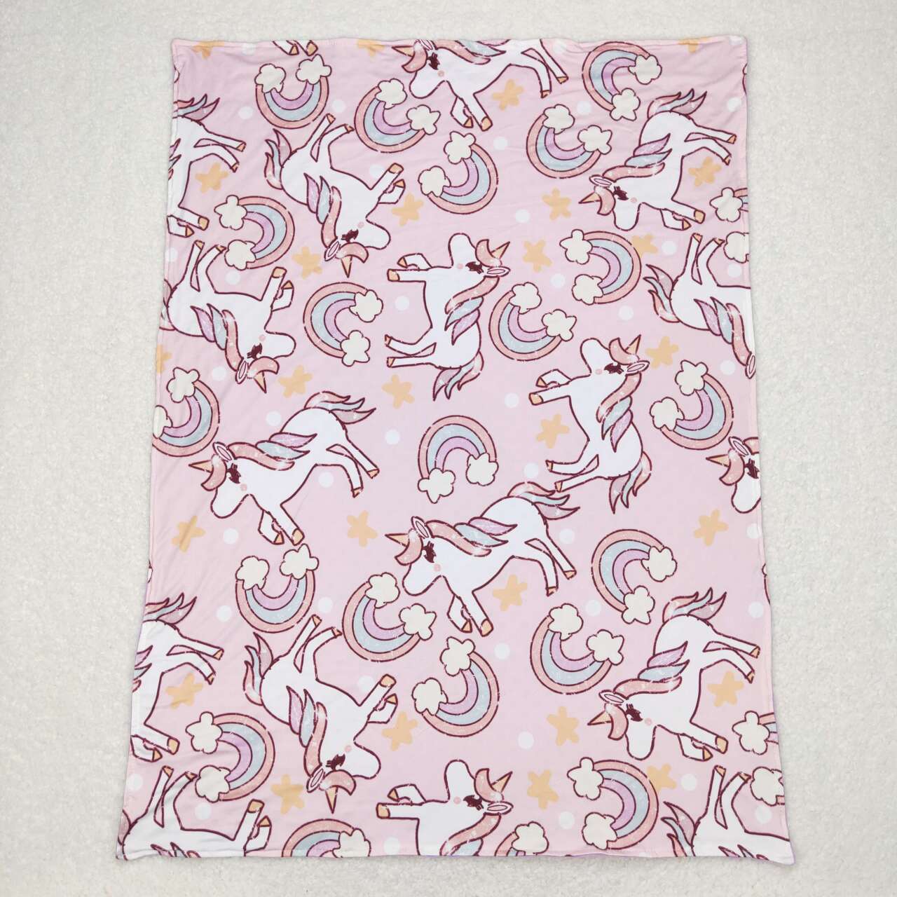 BL0100 Purple Unicorn rainbow  Print Blanket