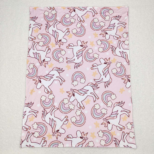 BL0100 Purple Unicorn rainbow  Print Blanket