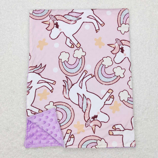 BL0100 Purple Unicorn rainbow  Print Blanket