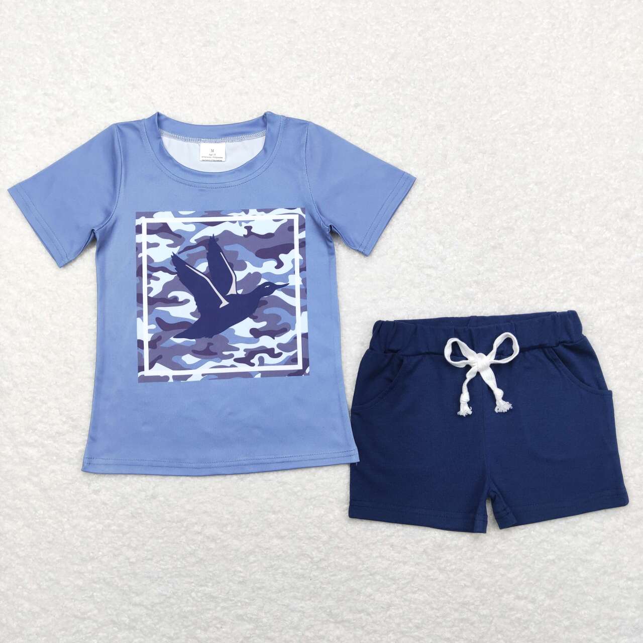 SS013 Blue Western Boys Short Sleeve Shorts Outfits