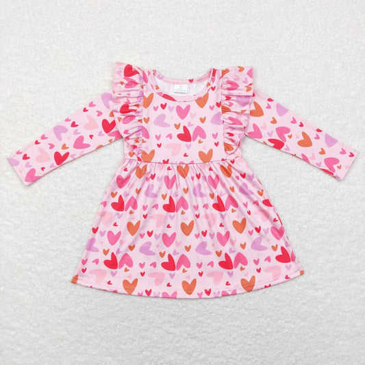 GLD0460  Valentine Pink Love  Girls Long Sleeve Dresses