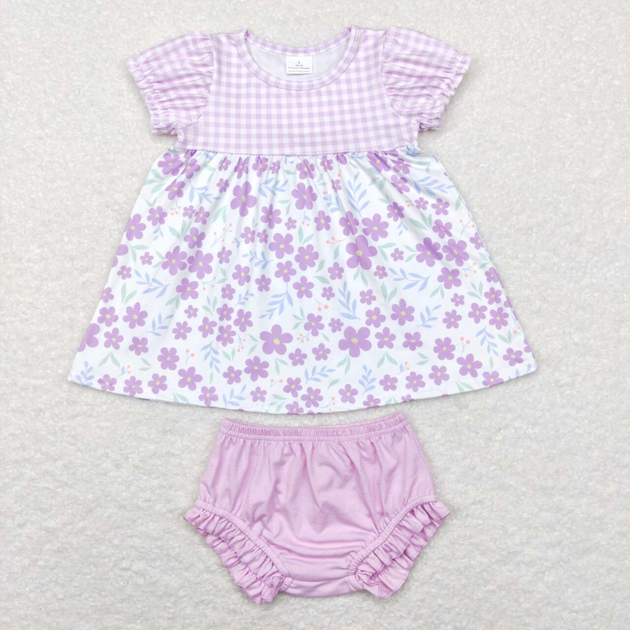 GBO0214 Purple Pink Floral Girls Short Sleeve Bummies Outfits