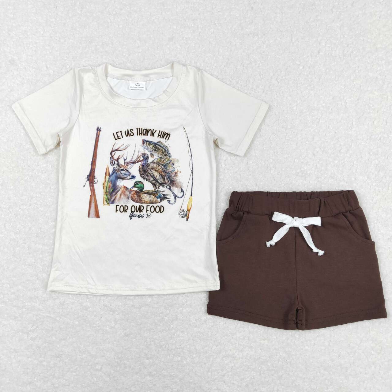 SS013 hunt Western Grey Boys Short Sleeve Shorts Outfits