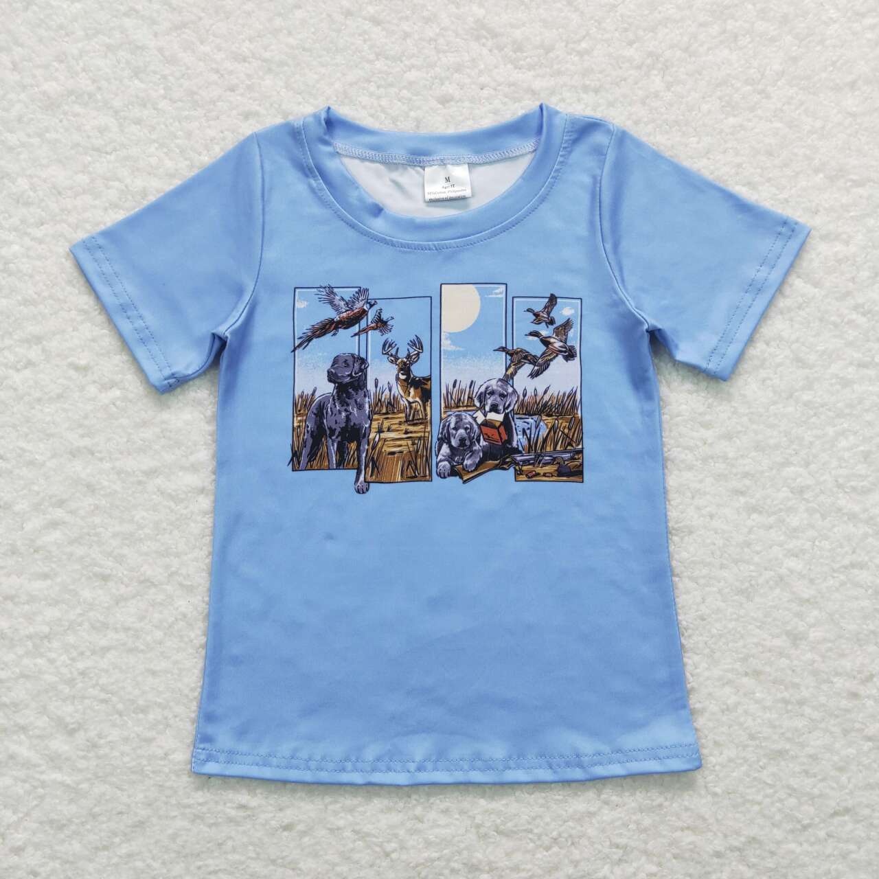 BT0509 Blue Dog  Boys Short Sleeve Top T-shirts