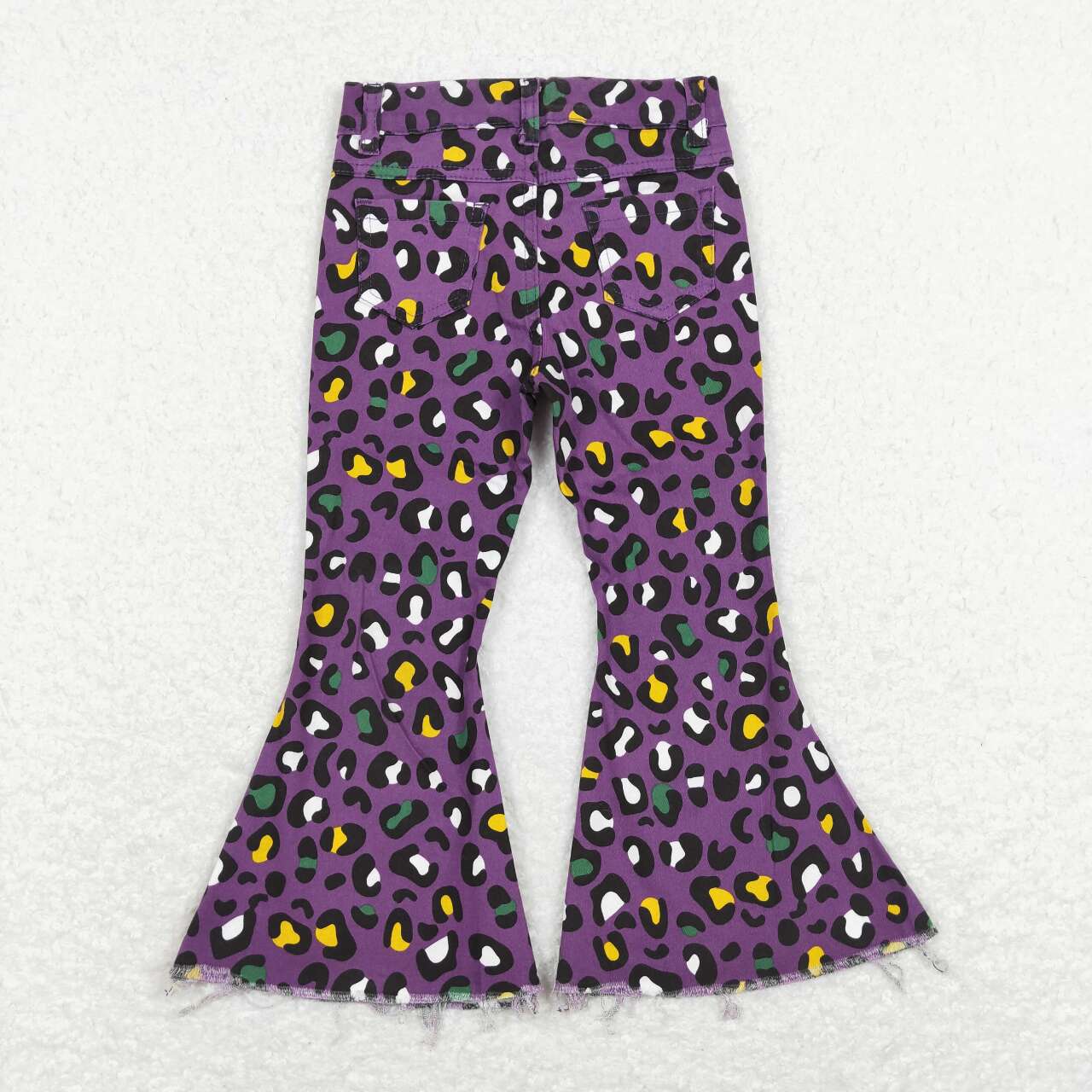 P0313 Purple Leopard Girls Bell Pants Denim Jeans