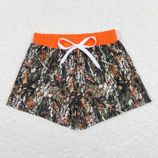 S0195 Green Camo Boys Bathing Suits Swimsuits Swimming Trunks