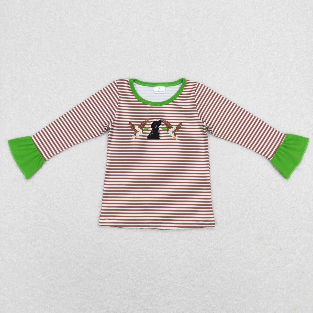 GT0367 Green Duck  Cartoon  Girls Long Sleeve Top T-shirts