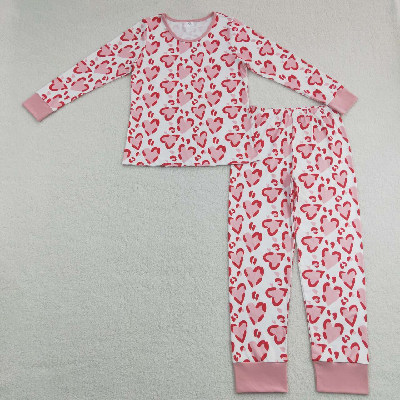 GLP1096 Adult Mom Family Valentine Love Pink Red Girls Long Sleeve Pants Outfits Pajamas