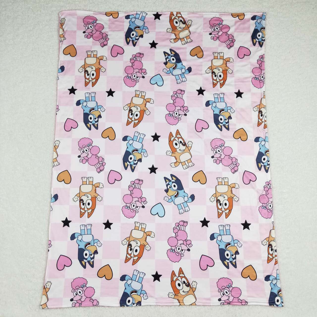 BL0114 Pink Valentine Love Blue Dog cartoon Print Blanket