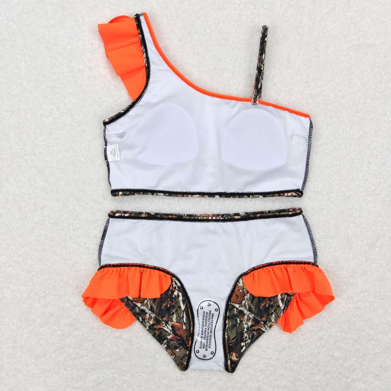 S0197 Orange Camo Girls Swimming Bathing Suits Swimsuits