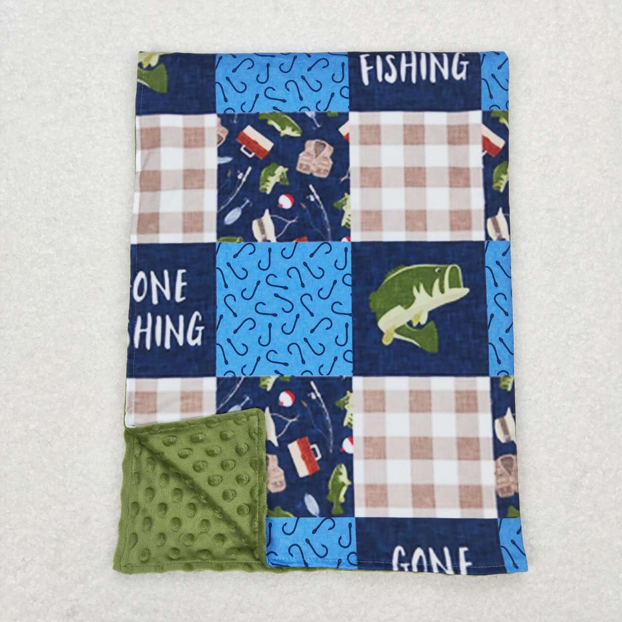 BL0097 Blue Fishing fork Print Blanket