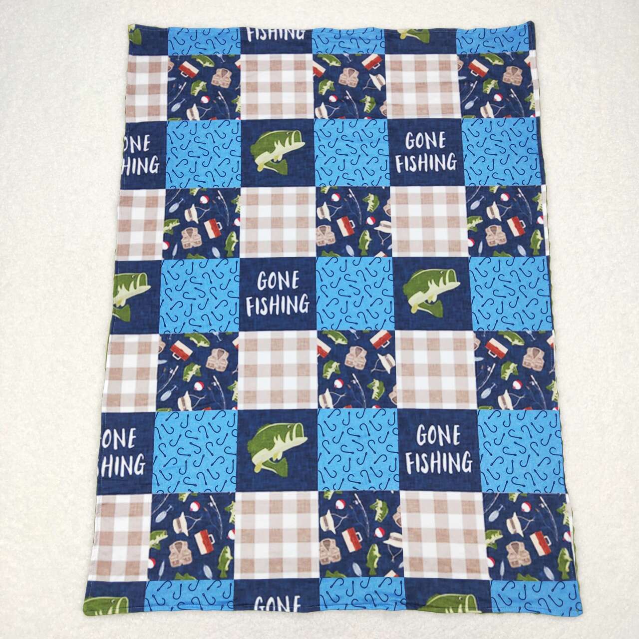 BL0097 Blue Fishing fork Print Blanket