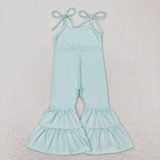 SR0716 Light Blue Girls Short Sleeve Jumpsuit Overall Pants