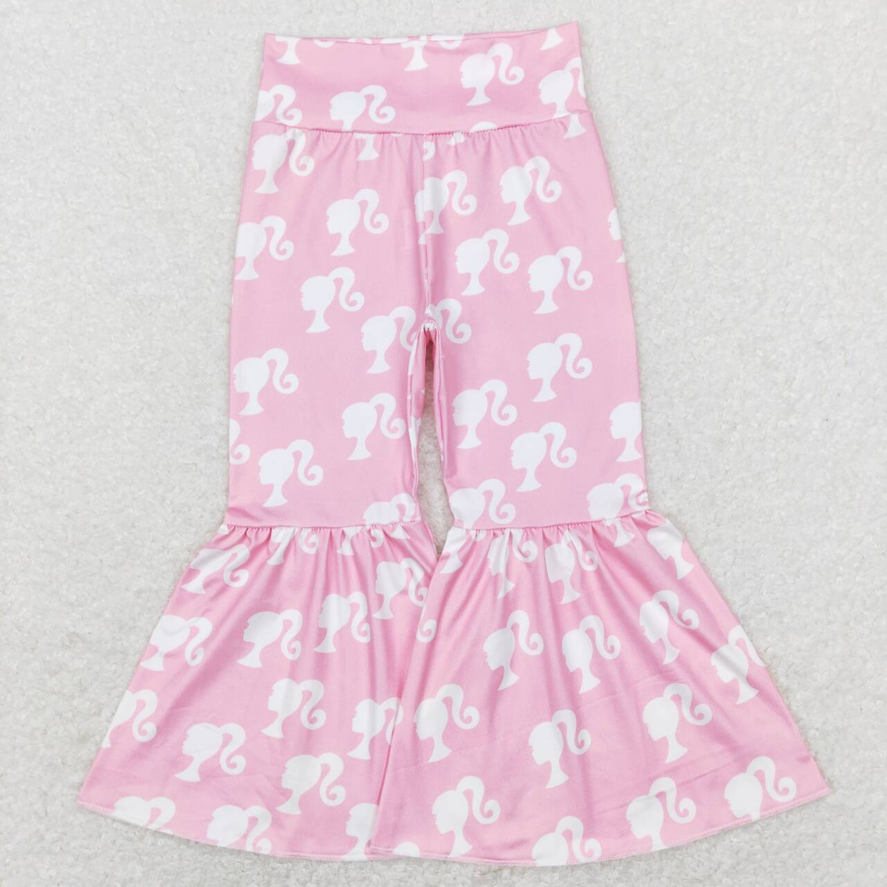 P0264 Pink B Cartoon  Girls Legging Long Pants Bell Bottom