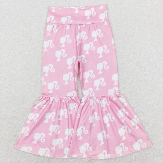 P0264 Pink B Cartoon  Girls Legging Long Pants Bell Bottom