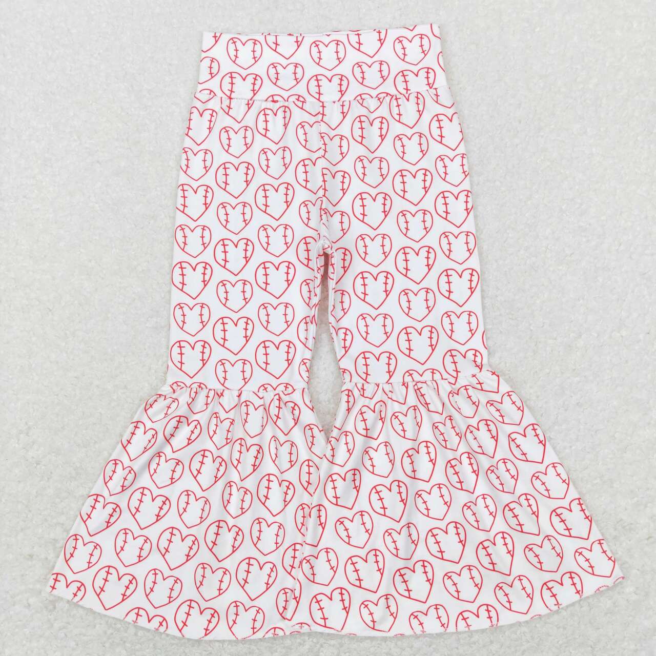 P0404 Valentine Love Softball Pink   Girls Legging Long Pants Bell Bottom