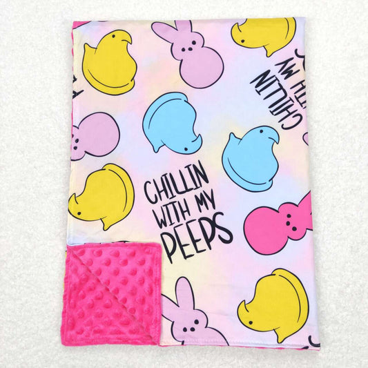 BL0093 Pink easter rabbit Print Blanket