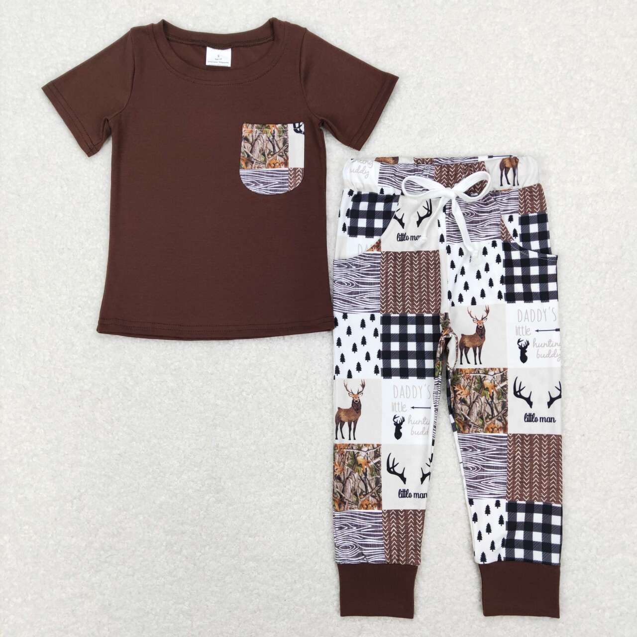 BSPO0250 Brown Deer Boys Short Sleeve Pants Outfits